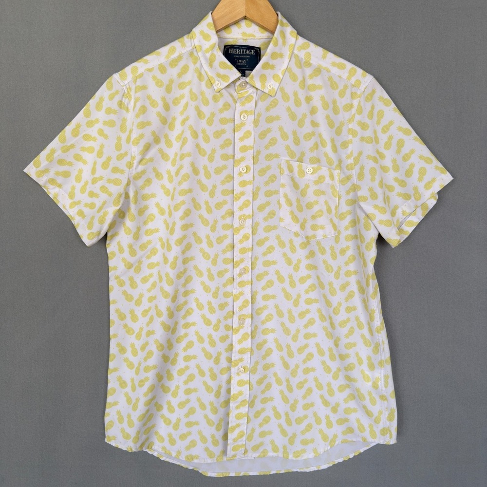 Heritage Report Collection Men's L 4 Way Stretch Button Down Shirt Short Sleeve